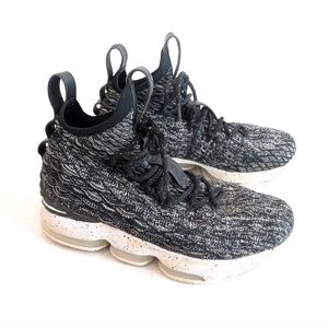NIKE Lebron 15 X5 GS "Ashes" Black and White Oreo High Top Sneakers Youth Size 6